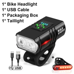 High - Performance LED USB Rechargeable Bicycle Headlight & Flashlight Set (Headlight Taillight)