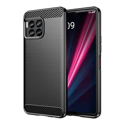 Silicone TPU Carbon Phone Case Cover for T - Mobile REVVL 7 Pro (Black)
