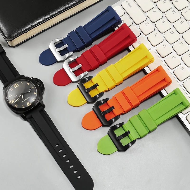 Universal Brand Silicone Watch Strap 21/22/23/24/25/26mm Flat Straight Rubber Watchband