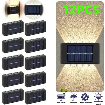 2/4/6/10 LED Solar Wall Lamp Outdoor Waterproof Solar Powered Light UP and Down Illuminate Home Garden Porch Yard Decoration
