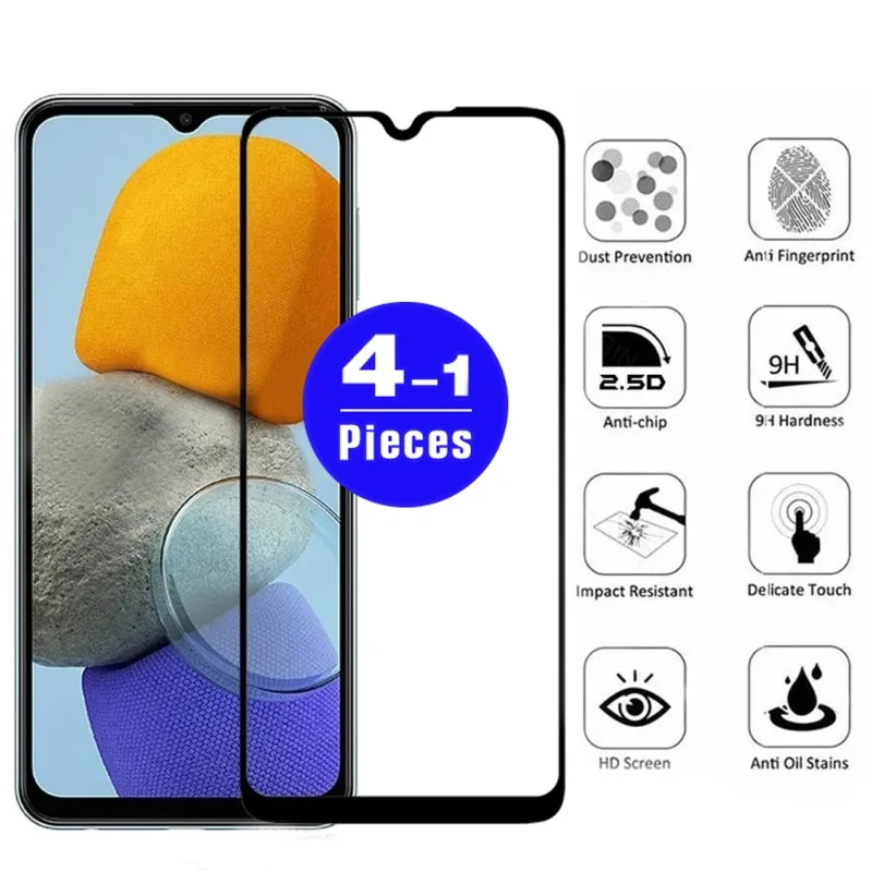 

4 шт. закаленное стекло HD для Samsung Galaxy M13 M23 M33 M52 M53 A13 5G A23 A33 A53 A73 A03 A03S Защитная пленка для экрана