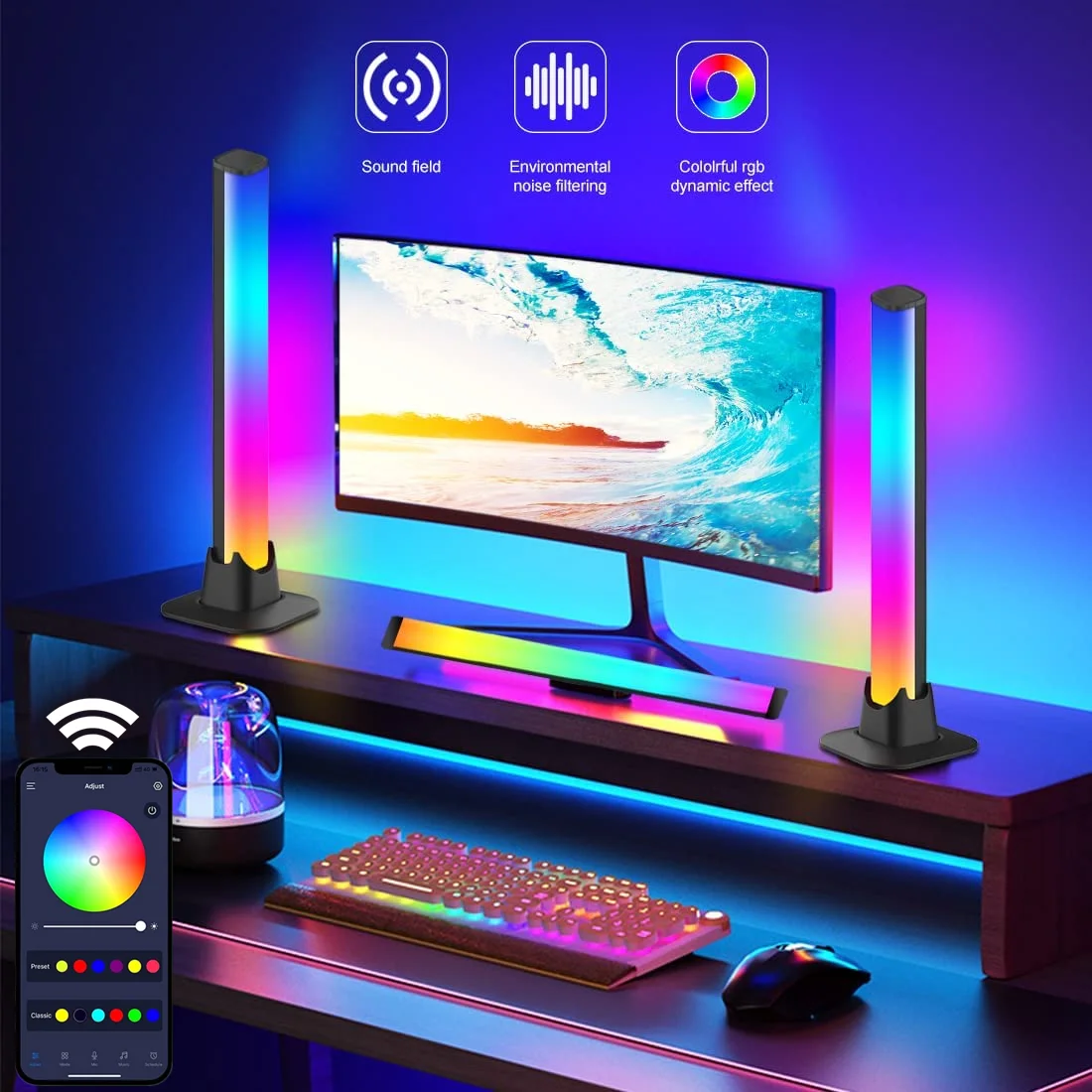Tuya WiFi LED Lightbar For Gaming Room RGB Color Changing Music Sync