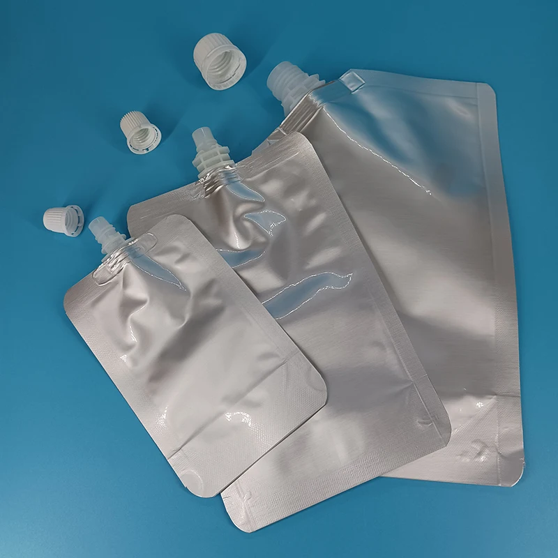 10 Pcs Plastic Bag Silvery Aluminum Foil Spouted Bags  Liquid Stand Up Spout Bag High Temperature Retort Bag For Jam Soup Yogurt 2