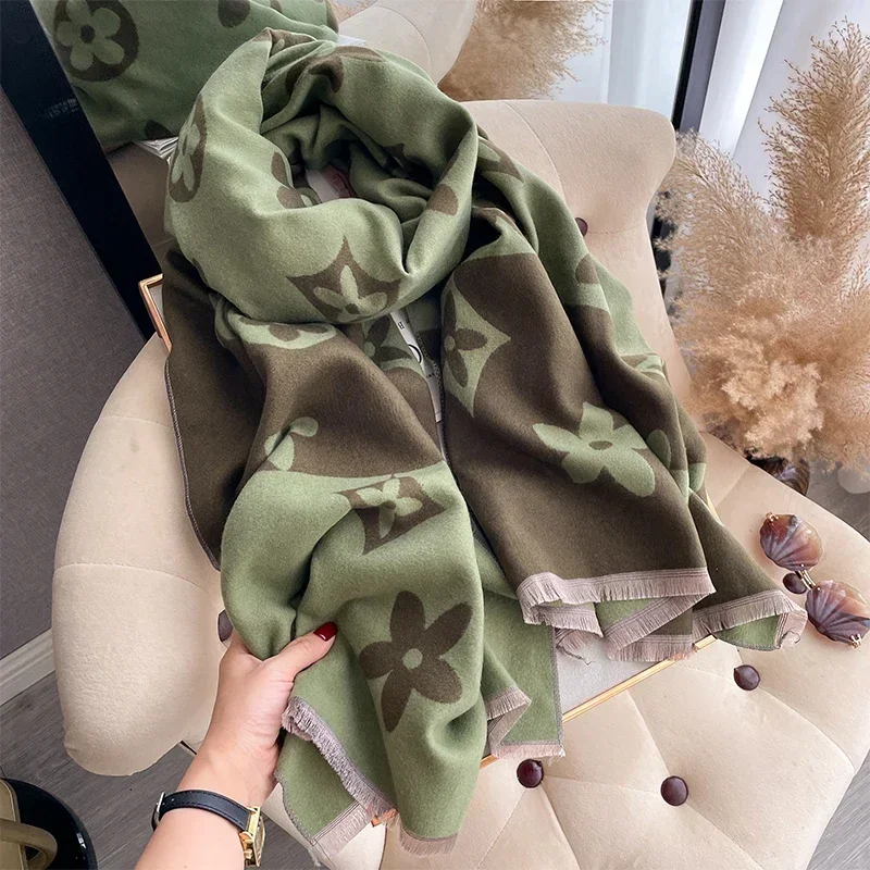 2025 Elegant Jacquard Design Scarf for Women Cashmere Soft Warm Fringe Shawl Autumn Winter Windproof Blanket Scarf Scarves - Image 6