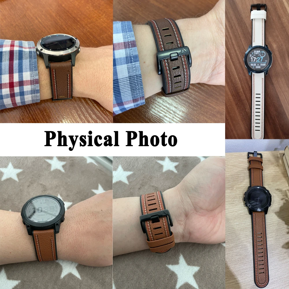 Premium Silicone & Leather Watchband Bracelet - Quickfit Design, 22/26mm Adjustable Strap