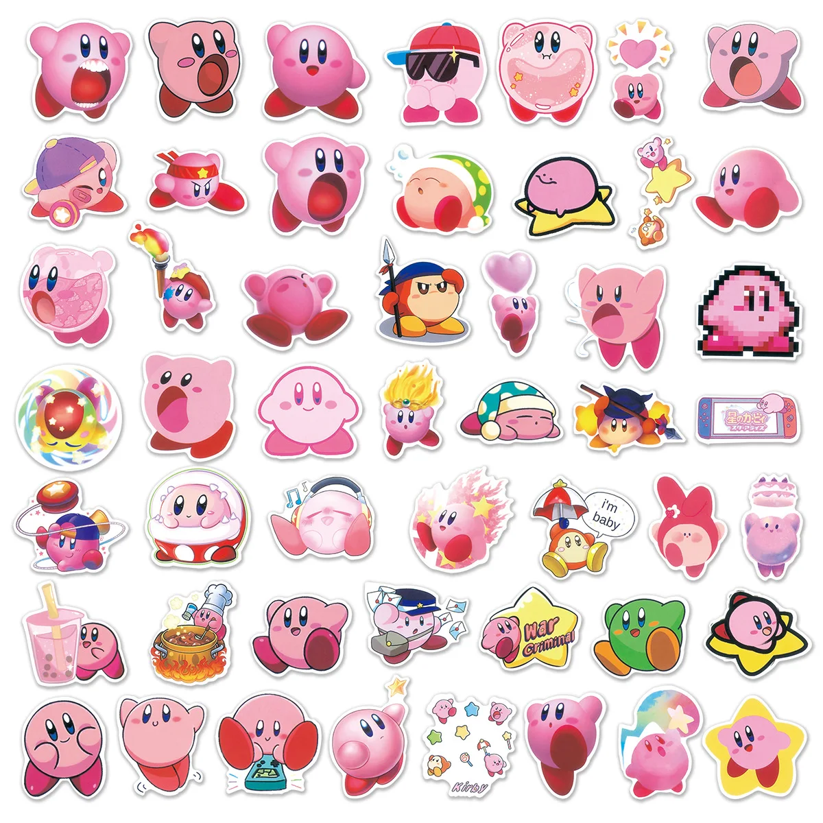  50pcs Cute Cartoon Gaming Kirby Stickers for Kids Teens, Game  Kirby Star Stickers Vinyl Waterproof Stickers for Skateboard Laptop Luggage  Fridge DIY Decal (Kirby) : Electronics
