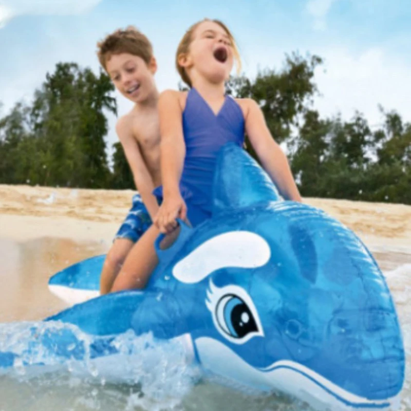 Water Blue Whale Dolphin Adult and babies Mount Large inflatable swimming circle toy water riding horse Little Whale Rider 2
