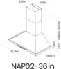 Wall Mount Hood 900 CFM Kitchen Hood Vent 4 Speeds Touch Control LCD Display With Remote /3 Pcs Baffle Filters / 2 Pcs 3W L 6