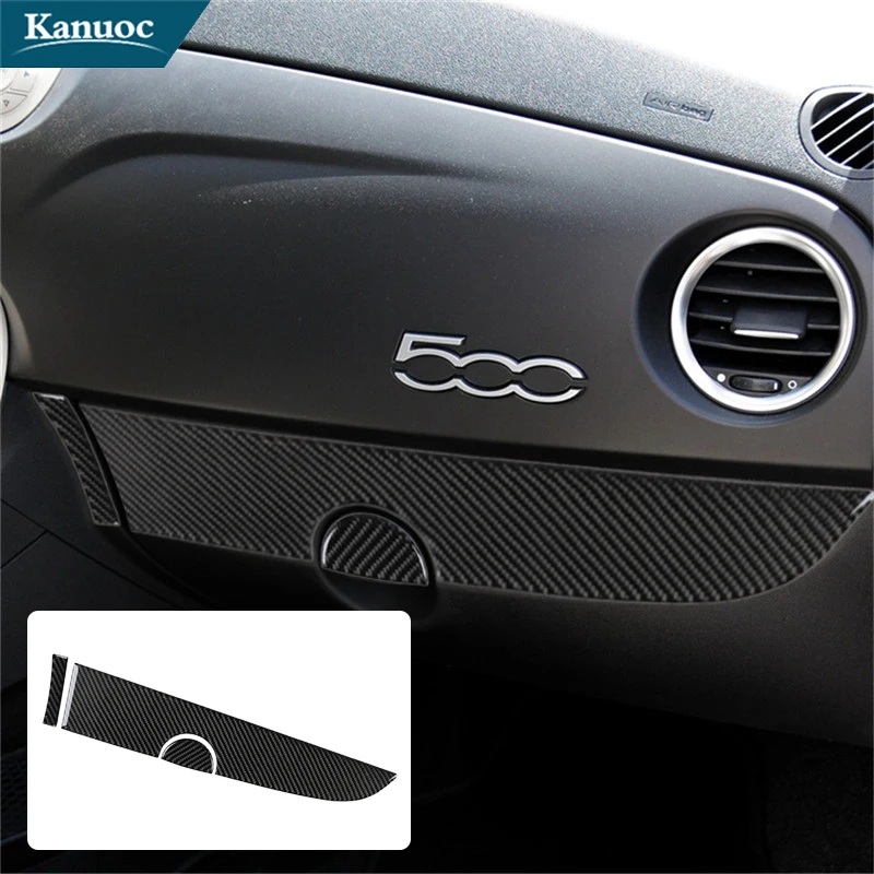 

Carbon Fiber Glove Box Decorative Stickers Cover Trim For Fiat 500 2012 2013 2014 2015 Car Interior Accessories