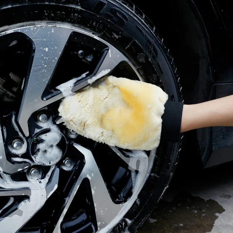 Car Wash Gloves Double Sided Plush Thickened Gloves Universal Imitation Wool Plush Cleaning Coral Velvet Car Wash