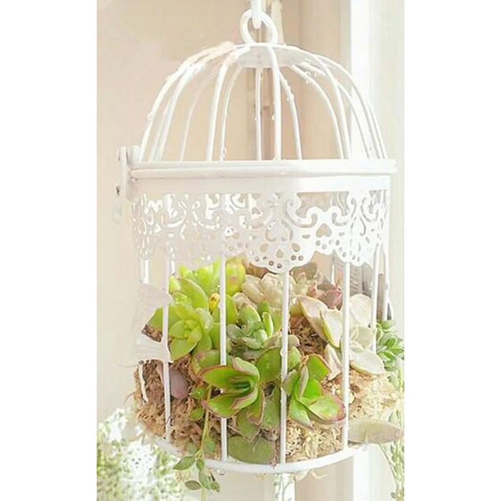 

Rustic Iron Craft Hanging Birdcage Succulent Planter Wall Art Ornament