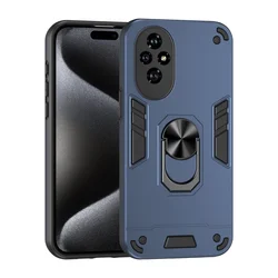 Armor Protective Case with Camera Guard and Magnetic Holder Ring for Honor 200 (Navy Blue)