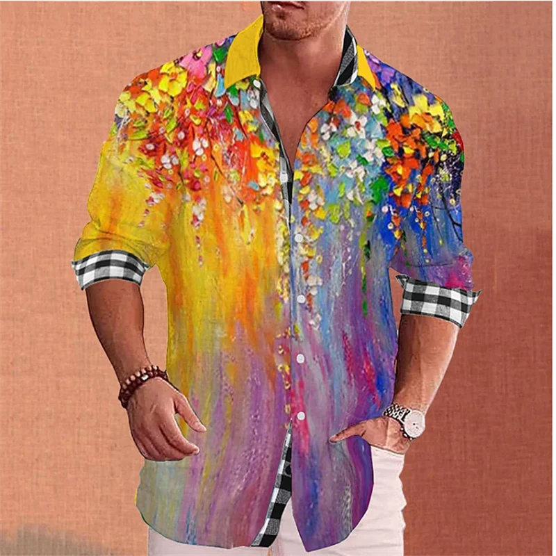 

2024 Spring New Fashion Trend Hawaii Short sleeved Shirt 3D Digital Printing Holiday Beach Men's Shirt