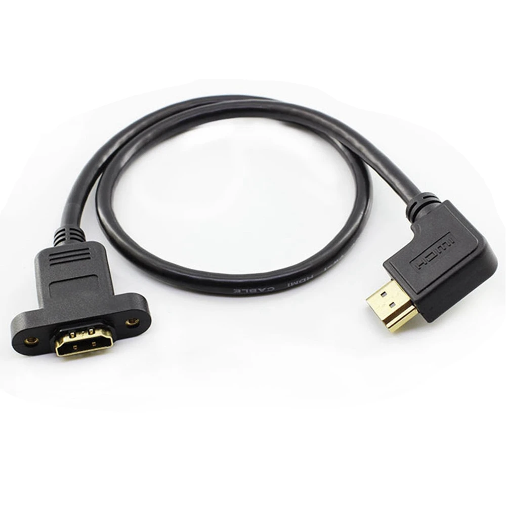 

90 Degree Up & Down & Left & Right Angled HD 19p 1.4 male to Female extension cable with Screw Hole Can Lock Panel Mount Cable