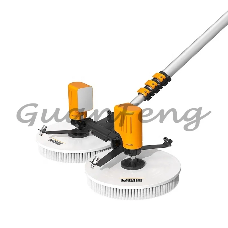 Battery Powered Solar Panel Cleaning Brush Machine with 7.5m Telescopic Pole Double Head Rotating Brush