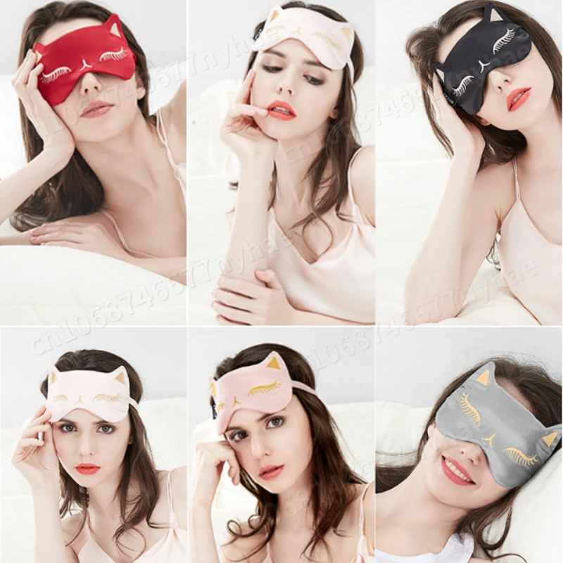Silk Sleep Imitated Eye Mask Night Eyeshade Eyes Cover Smooth Women Men Fox Travel Relax Eyepatch Breathable B       shade s        patch_voghion.com