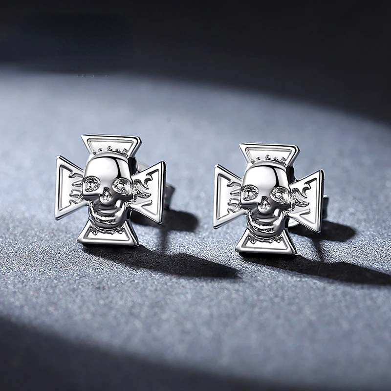 

New Platinum Stud Male Hip Hop Skull Earrings for Men Pt950 ( Only one Pcs ) About 1.2-1.4G