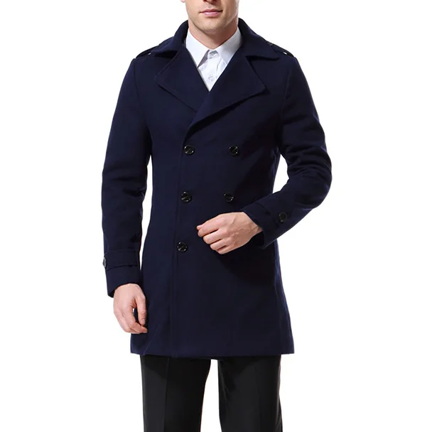 

Men's Wool Jackets Winter Cashmere Jacket Man Single Breasted Overcoat Turn-down Collar Casual Long Woolen Coat