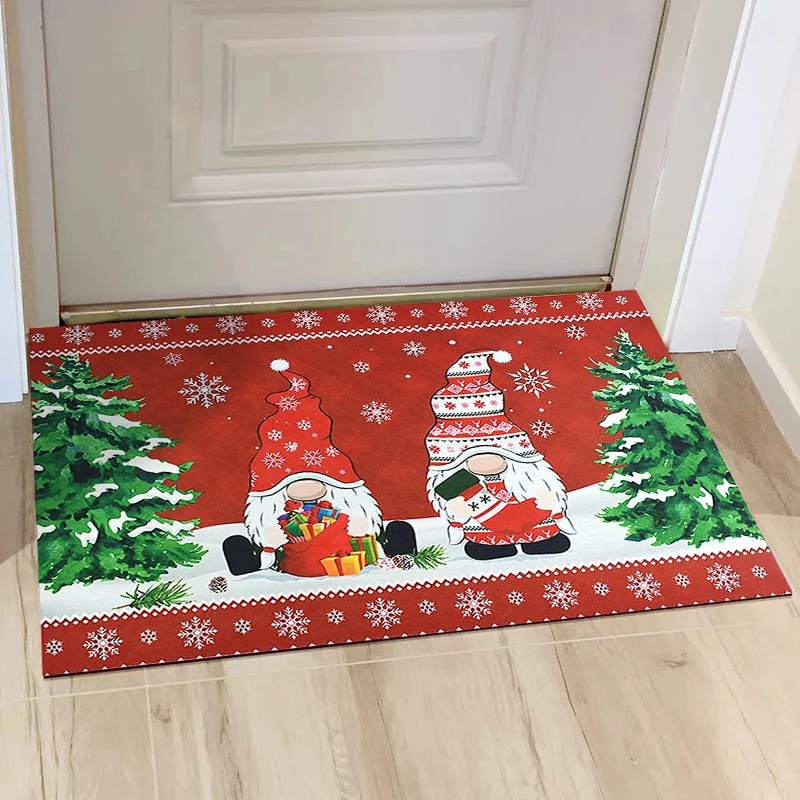 

Christmas Carpet Santa Claus Home Entrance Carpet Door Mat Navidad Non-Slip Hallway Bathroom Mat Living Room Rugs New Year 2024