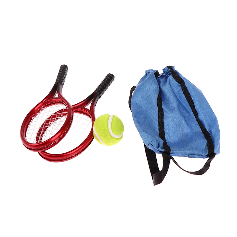 Set Racchette Da Tennis In Miniatura Scala 1/12 - Blu E Verde - Accessori Per Casa Delle Bambole E Diorami