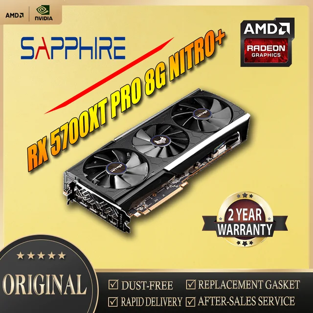 SAPPHIRE Graphics Cards RX5700 8G RX5700XT 8GB Nitro Founder AMD  7nm 256bit PCIE4.0X16 Video Desktop PC Computer Game Map Used 1