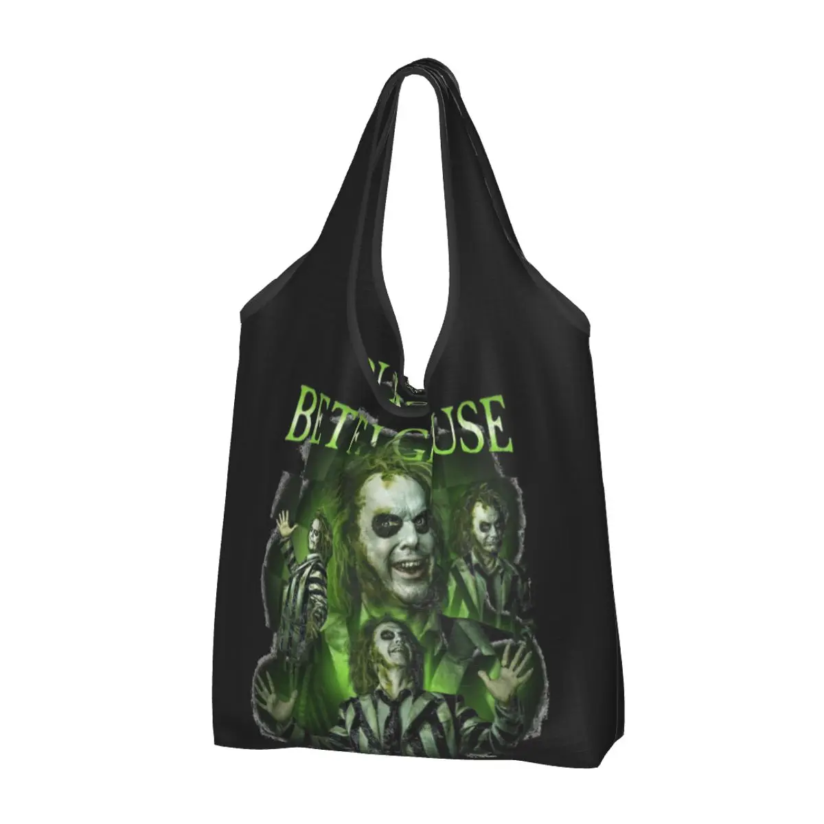 thumbnail image 1 of Large Reusable B-Beetlejuice Betelgeuse Bootleg Grocery Bags Recycle Foldable Retro Halloween Flim Shopping Eco-Friendly Bag, 1 of 4