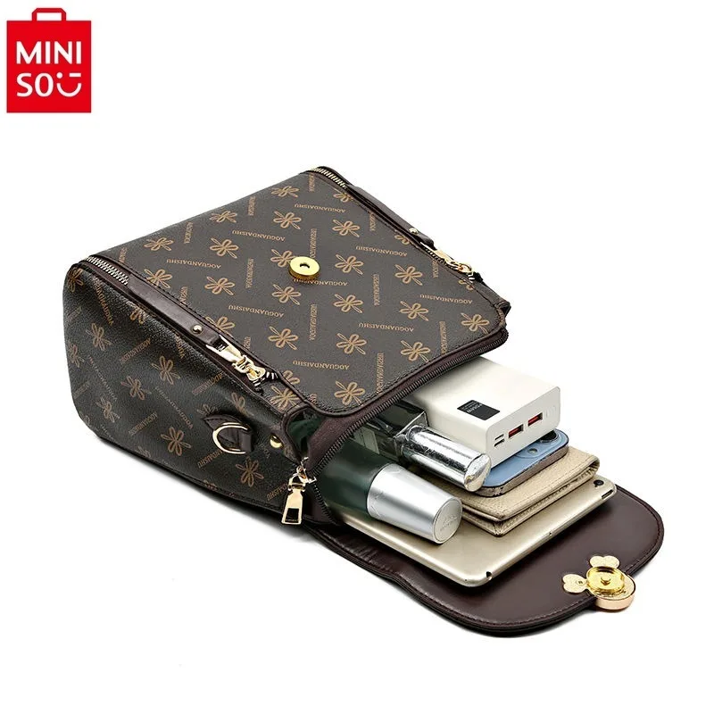 MINISO Disney Retro Classic Mickey Lock Travel Backpack Women's High Quality Large Capacity Casual Multi functional Storage Bag