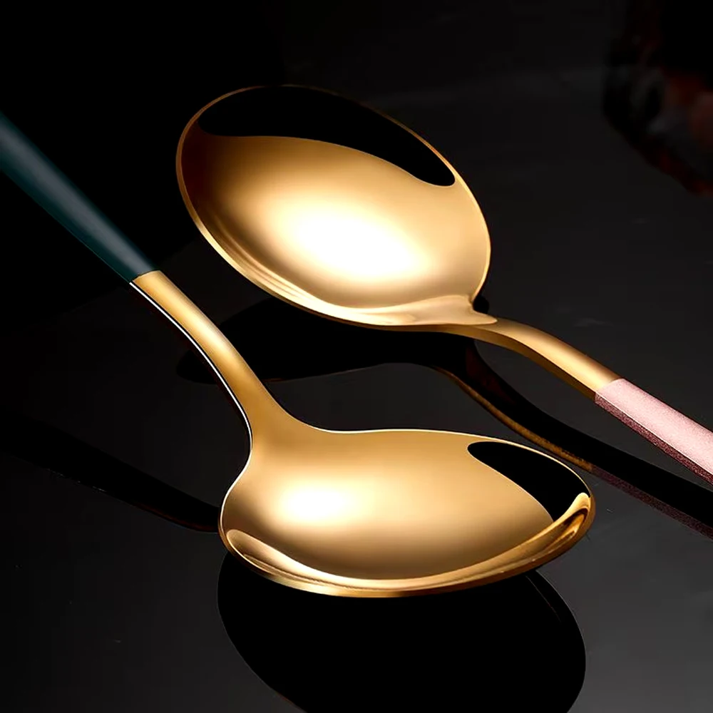 Tableware Set 4pcs Household Black Gold Cutlery Set Chopsticks Spoon Green Gold Stainless Steel Kitchen Dinnerware Set