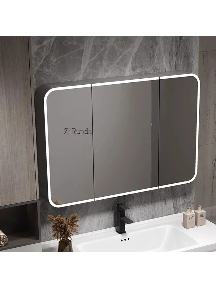 Smart Bathroom Mirror Cabinet Wall-mounted Aluminum Induction Light Storage Mirror Cabinet Simple Home Furniture