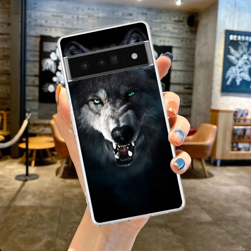 Moon Roaring Wolf Shockproof Transparent Phone Case Cover