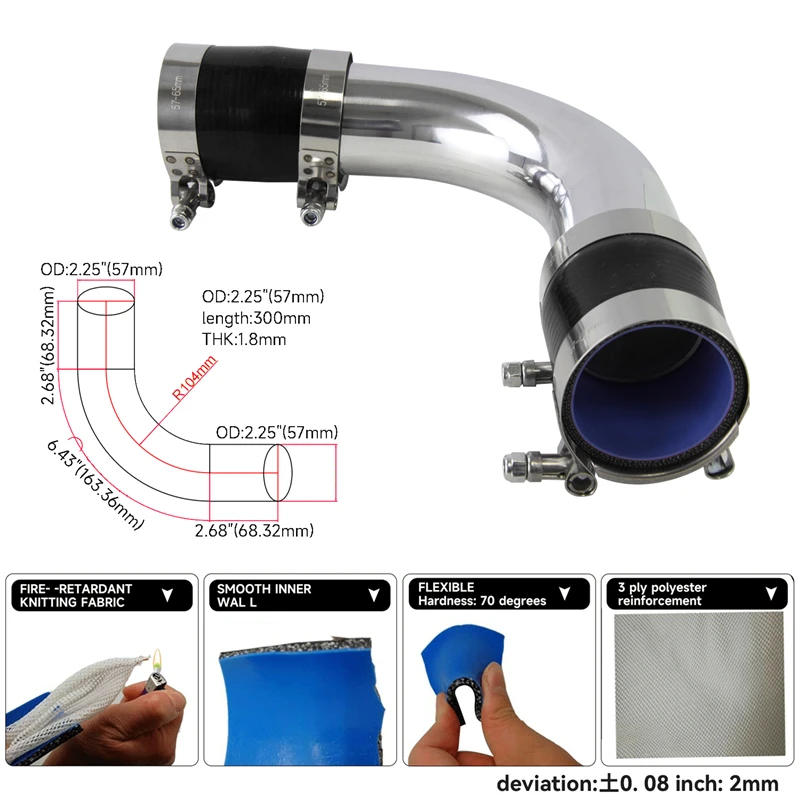 Reinforced Silicone Hose 1.5 Inch ID 4-Ply Coupler With T-Bolt Clamp - High Temp Red Turbo Piping Oval To Round Silicone Couplers