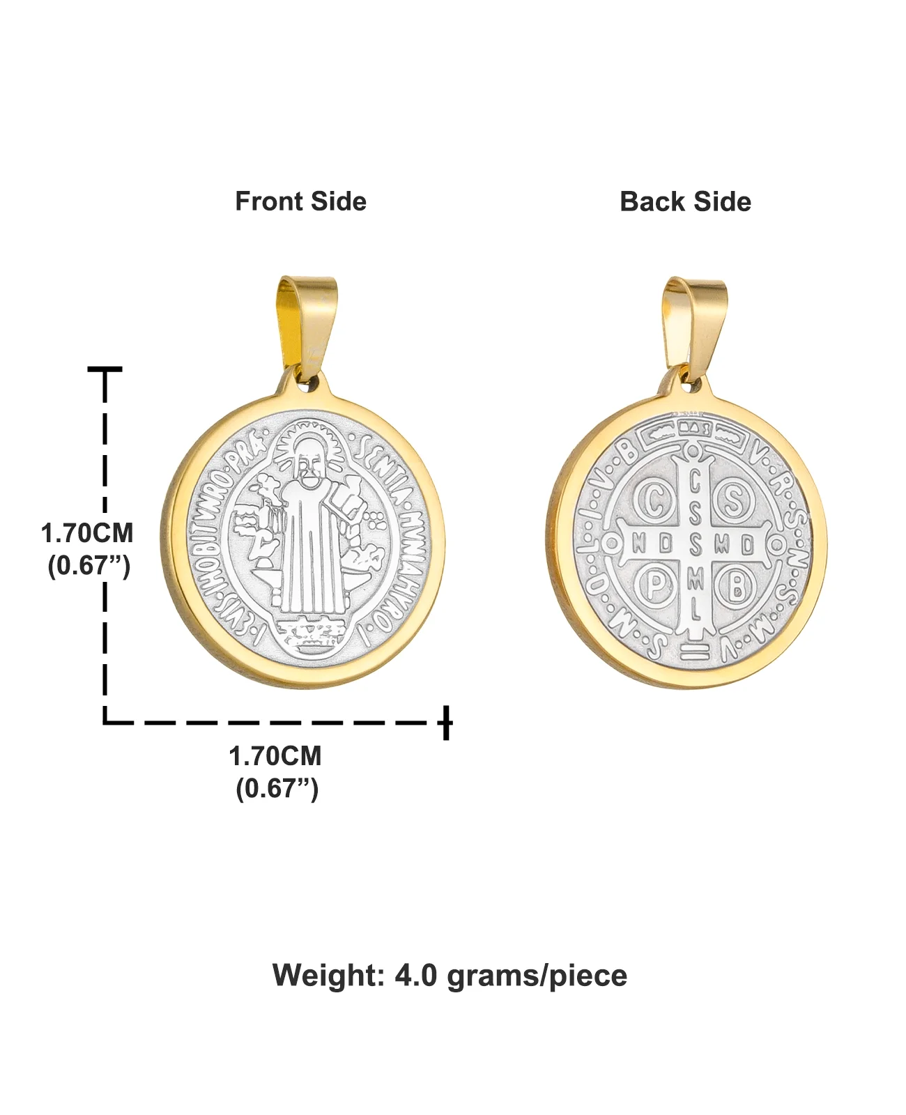 Stainless Steel St. Benedict Medal Pendant