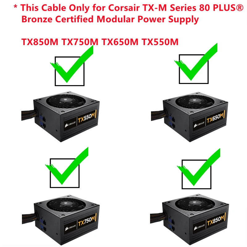 Corsair Pcie 8pin To Dual 8pin 6+2pin Gpu Cable For Tx850m Tx750m Tx650m Tx550m Tx-m Series Modular Psu 18awg - Pc Hardware Cables & Adapters - AliExpress