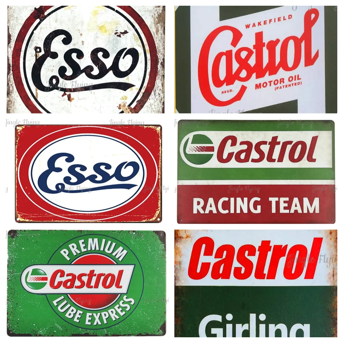 Vintage Retro Metal Tin Signs Garage Esso Castrol Motor Oil Plate Art Poster Per La Stazione Di Servizio Garage Pub Bar Wall Decor Man Cave