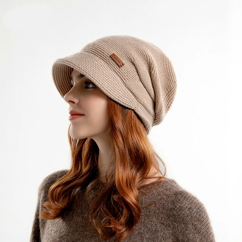 

2023 зимняя плюшевая шапка со складками для женщин уличная теплая шапка с широкими полями и небольшой защитой ушей модная шапка