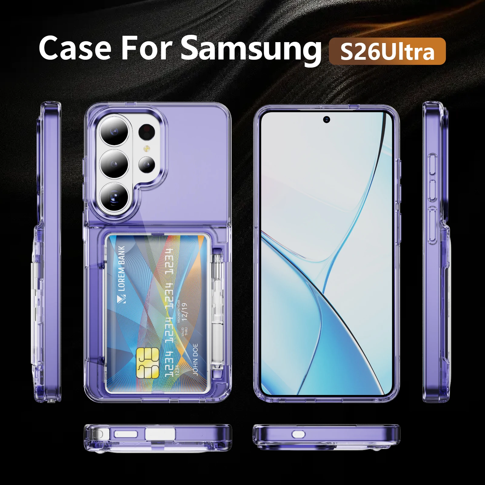 Transparent Folding Card Holder Wallet Stand Shockproof Acrylic Case