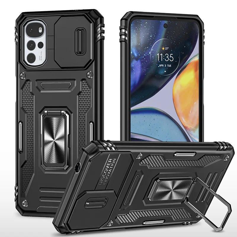 

For Motorola Moto G22 G 22 Case Armor Shockproof Phone Case For MotoG22 XT2231-2 Slide Camera Protection Ring Holder Back Cover