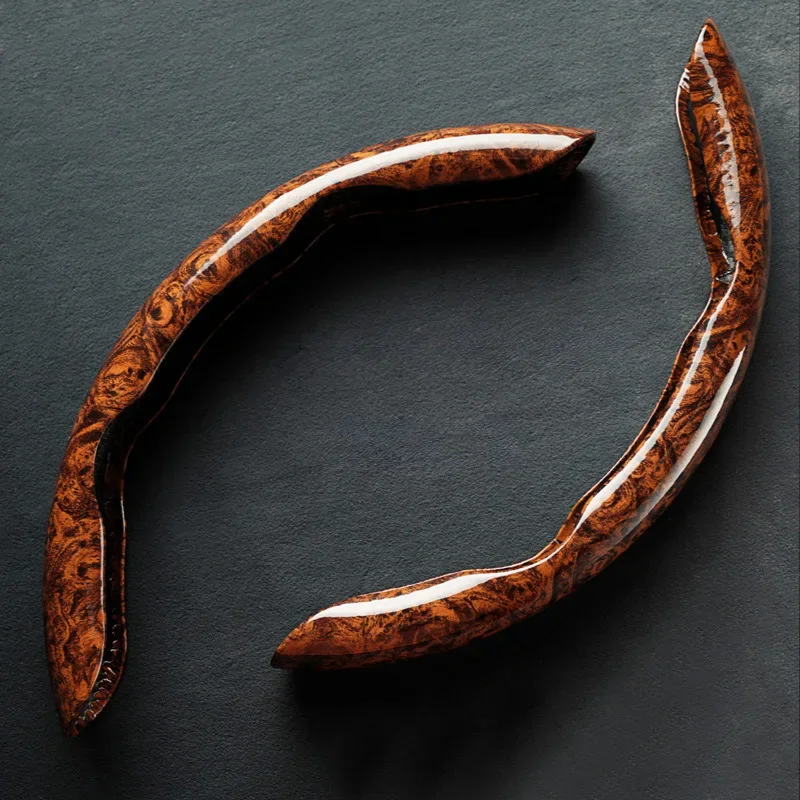 피치 우드 그레인 자동차 부스터 스티어링 휠 커버, 스포츠 남성용 범용 스티어링 보호 케이스, 미끄럼 방지 핸들 커버