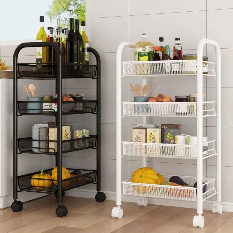 

4/5 Tier Bathroom Mobile Trolley Shelving,Toys Snack Organizer Storage Rack,Bedroom Bedside Storage Shelf,Kitchen Accessories