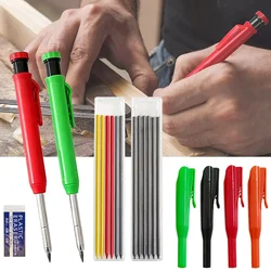 Solid Carpenter Pencil Set Woodworking Tools Mechanical Pencil 3 Colors Refill Construction Job Tools Carpentry Marking Scriber