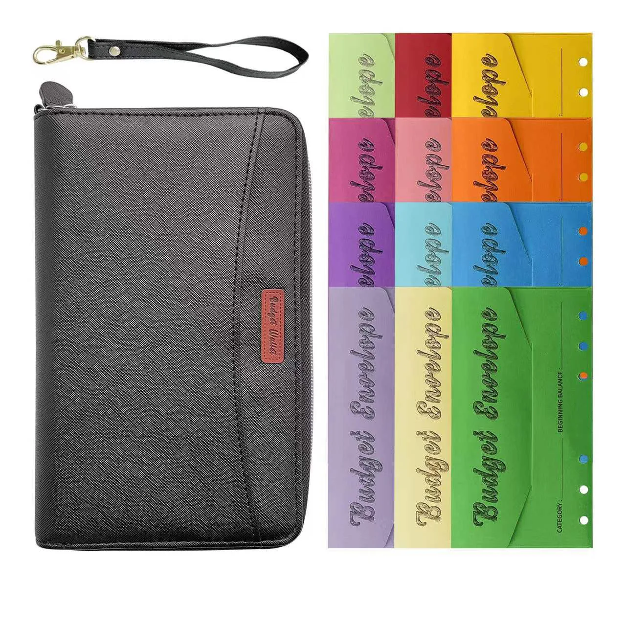 All in One Cash Envelope Wallet Budget Planner Binder Organizer System with 12 Cash Envelopes, for Budgeting and Saving Money