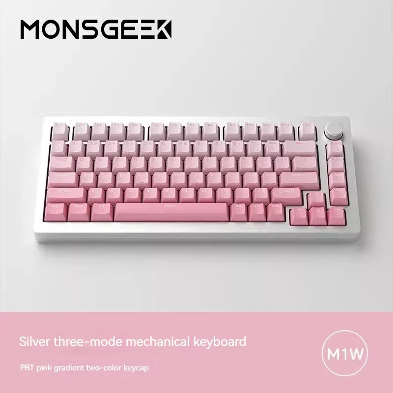Monsgeek 기계식 키보드, 알루미늄 합금, 다기능 노브, 3 가지 모드, RGB 게임용 키보드, 핫 스왑, PC 게이머 선물, M1w/M3