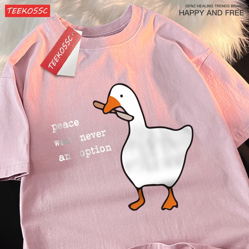 Peace Was Never An Option T Shirt Men Women Pattern Crewneck T Shirts Simplicity Cotton Tees Hip Hop Oversized T-Shirts Couple