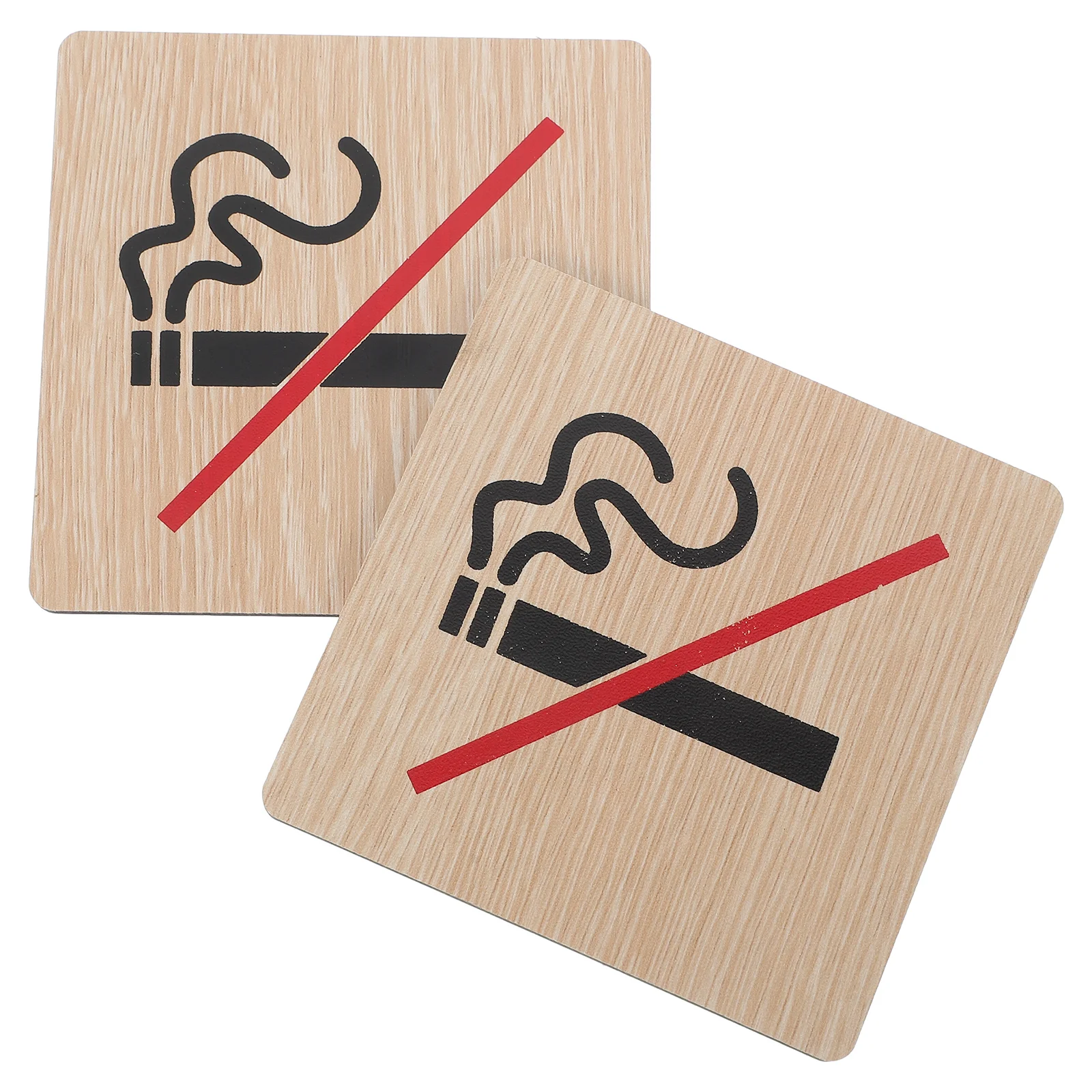 2 Pcs No Smoking Sign Wooden Smoke Label Stop Sign For Business Roadway Safety Traffic Signal Warning Tags Private Area