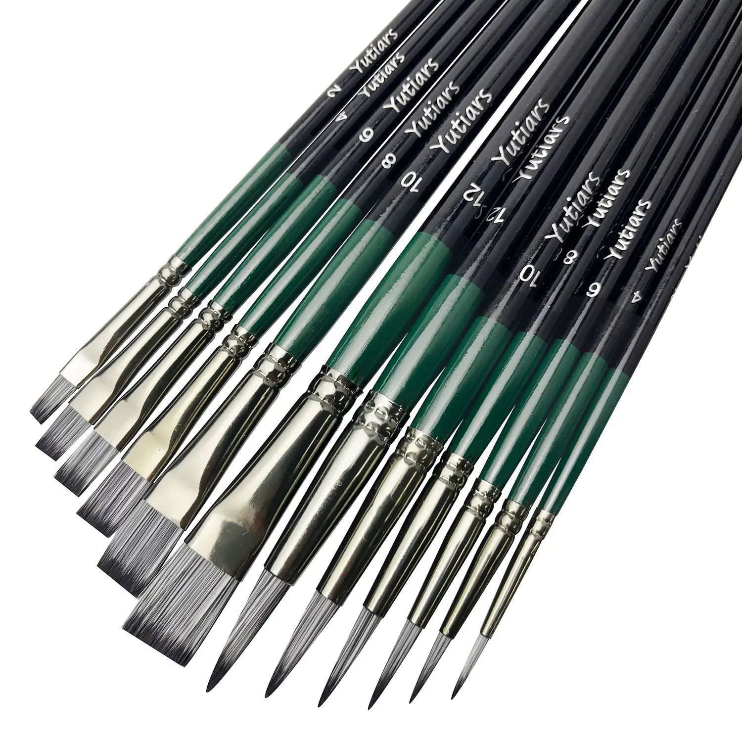 12-Piece Artist Paint Brush Set Nylon Bristles for Acrylic Watercolor Oil Body Painting