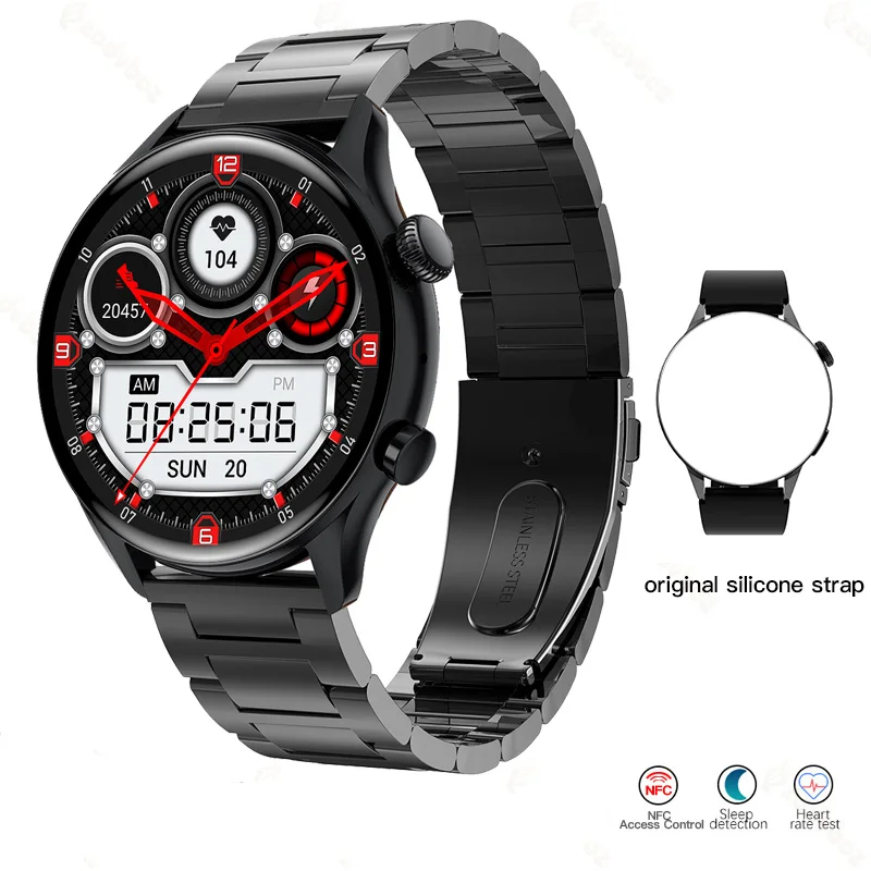 2022 New NFC Bluetooth Call Smart Watch Men 1.36 Inch AMOLED 390*390 Screen Always On Display IP68 Waterproof Smartwatch For Men 