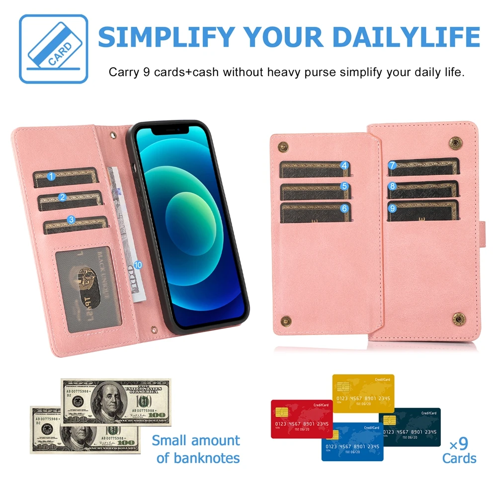 Leather Wallet Phone Case with Strap - Sleek & Stylish Design