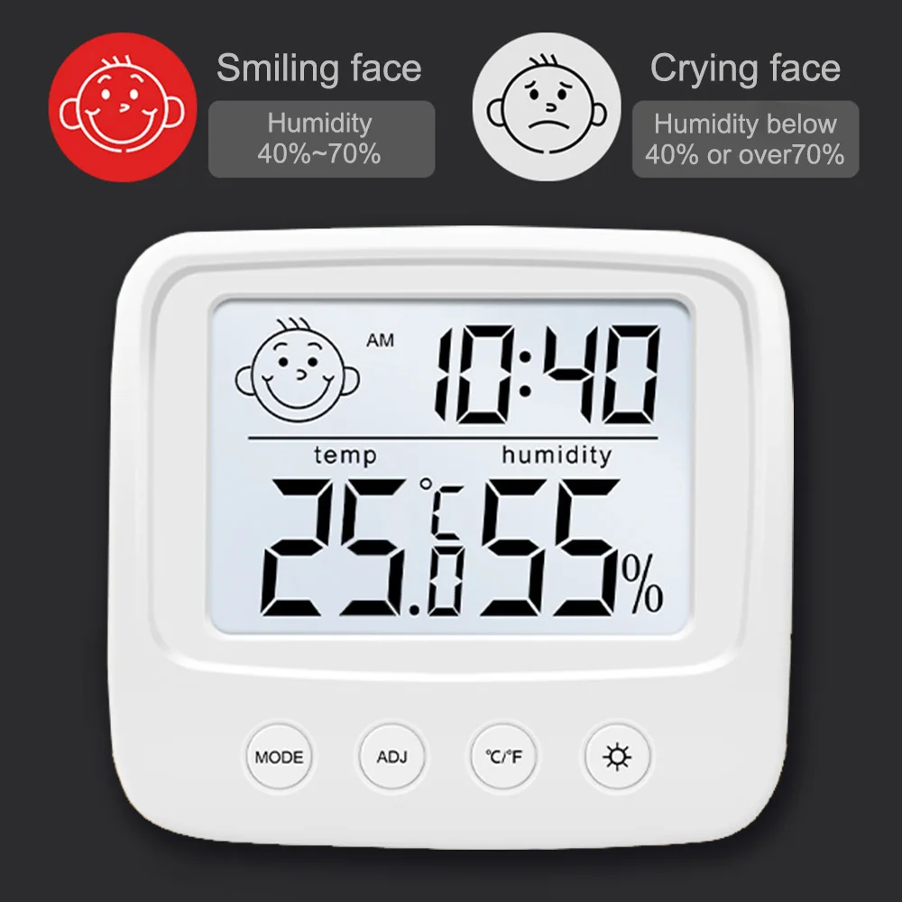 Household baby room Temperature and Humidity Meter Backlight LCD digital screen Wall-mounted or Standing High-precision Meter