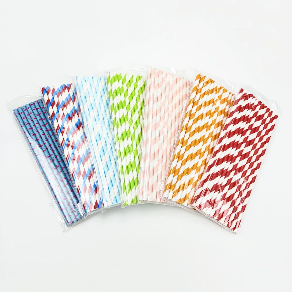 Colorful Disposable Paper Straws Pink Blue Drinking Straws Juice for Kid Birthday Wedding Party Decor Supplies Baby Shower 25Pcs birthday party supplies party supplies