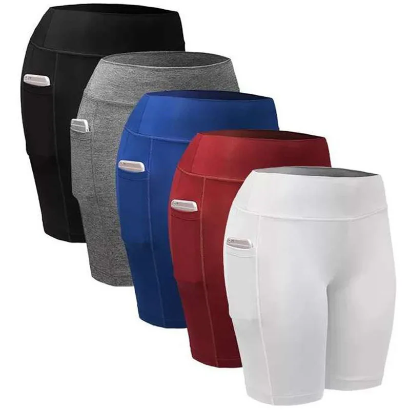 Womens Yoga Shorts - Quick Dry Fitness Biker Running Shorts with Pocket